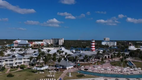 Sun Bright Shine Palm Tree Grand Lucayan Lucaya Strip Freeport Bahamas Stock Footage 88683677