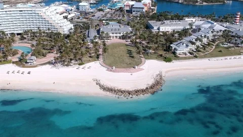 Sun Bright Shine Palm Tree Grand Lucayan Lucaya Strip Freeport Bahamas Stock Footage 88684588