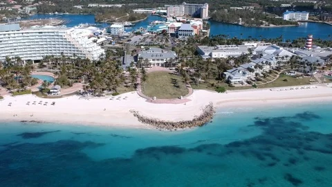 Sun Bright Shine Palm Tree Grand Lucayan Lucaya Strip Freeport Bahamas Stock Footage 88684656