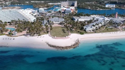 Sun Bright Shine Palm Tree Grand Lucayan Lucaya Strip Freeport Bahamas Stock Footage 88684737