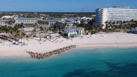 Sun Bright Shine Palm Tree Grand Lucayan Lucaya Strip Freeport Bahamas Stock Footage 88685343