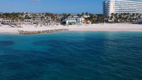 Sun Bright Shine Palm Tree Grand Lucayan Lucaya Strip Freeport Bahamas Stock Footage 88686024
