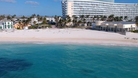 Sun Bright Shine Palm Tree Grand Lucayan Lucaya Strip Freeport Bahamas Stock Footage 88686067