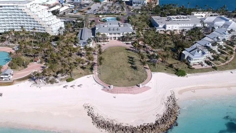 Sun Bright Shine Palm Tree Grand Lucayan Lucaya Strip Freeport Bahamas Stock Footage 88687042