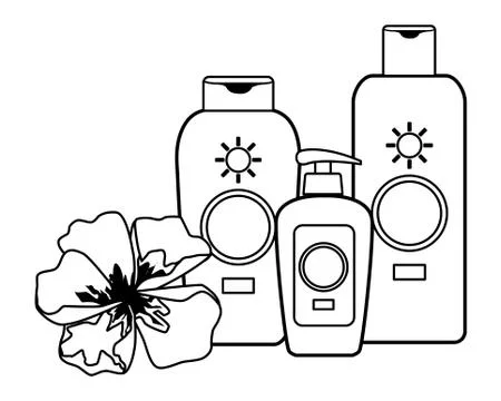 Sun bronzer bottes with flower in black and white Stock Illustration