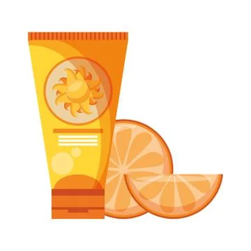 Sun bronzer botttle and orange slices Stock Illustration