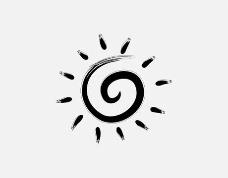 Sun Brush on white background in vector illustration Stock Illustration