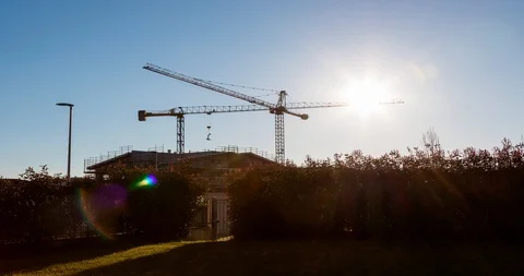 Sun on a building site, spring time Stock Footage 126128458