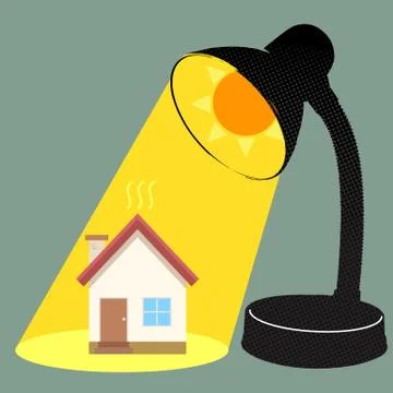 Sun burnning house Stock-Illustration