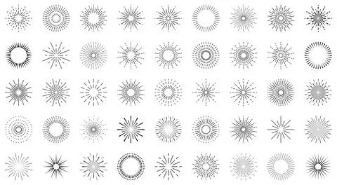 Sun burst set, sun rays vector icons, sun beam collection 스톡 일러스트