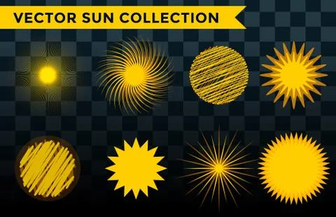 Sun burst star icon set vector illustration summer isolated nature shine Ilustração Stock