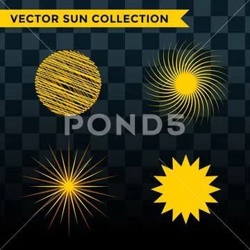 Sun burst star icon set vector illustration summer isolated nature shine Stock Illustration