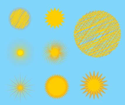 Sun burst star icon set vector illustration summer isolated nature shine Ilustração Stock