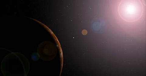 The sun bursts into view over Venus' horizon and illuminates the surface. Vidéo 63803025