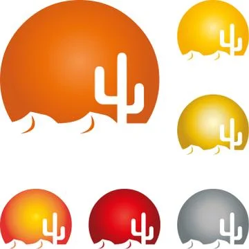 Sun, cactus, desert, travel, logo Stock Illustration