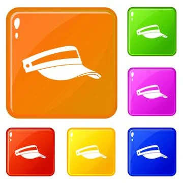 Sun cap icons set vector color Stock Illustration