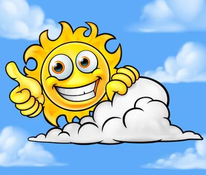 Sun Cartoon Mascot Cloud Background Ilustração Stock