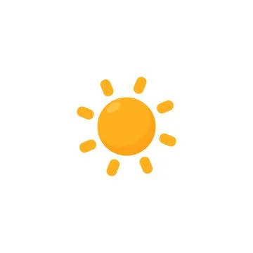 Sun cartoon vector icon. Orange sunshine rays of light, isolated illustration Stock Illustration