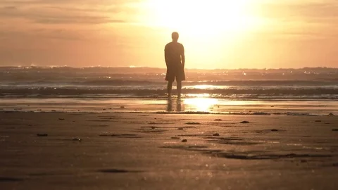 Sun Centered Man At The Beach Stock Footage 69143575