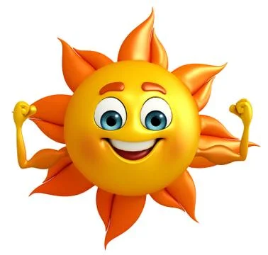 Sun character with bodybuilding Stock Illustration