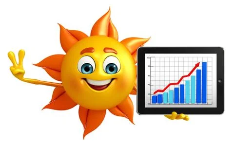 Sun character with business graph Stock Illustration
