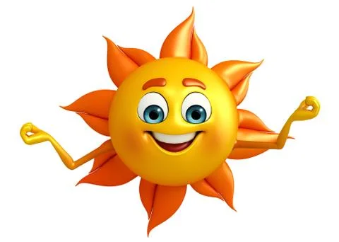 Sun character is happy Stock Illustration