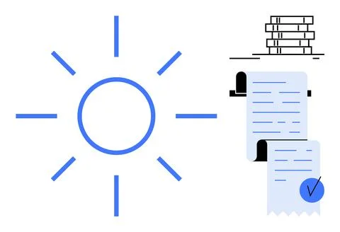 Sun, Checklist, and Books Elements of Productivity and Learning Stock Illustration