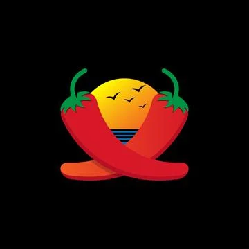 Sun chili logo design template inspiration. Stock Illustration