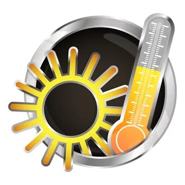 Sun in a circle and thermometer, air conditioner symbol Stock Illustration
