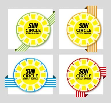 Sun circle speech bubble. Origami dialogue banner for your message イラスト素材