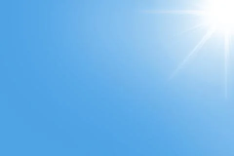 Sun in a clear blue sky for background Stock Photos
