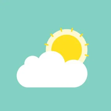 Sun with clioud vector, sun behind cloud flat icon Stock Illustration