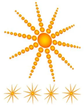 Sun clip-art with dotted rays. (rotated at different angles) Stock Illustration