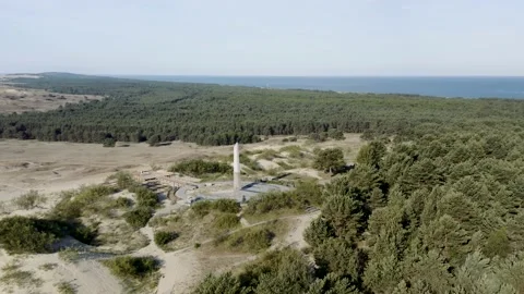 Sun clock in Curonian spit with dunes and pine forests Stock Footage 157091990