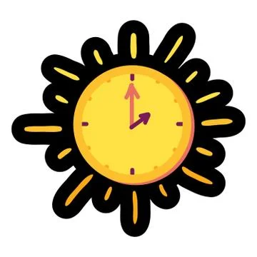 Sun clock flat color illustration Stock Illustration