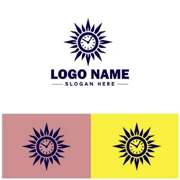 Sun clock icon Sundial Solar timepiece Solar clock flat logo sign symbol ed.. Stock Illustration
