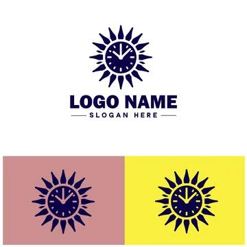 Sun clock icon Sundial Solar timepiece Solar clock flat logo sign symbol ed.. Stock Illustration
