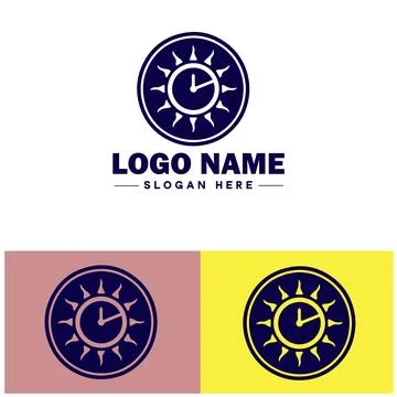 Sun clock icon Sundial Solar timepiece Solar clock flat logo sign symbol ed.. Stock Illustration