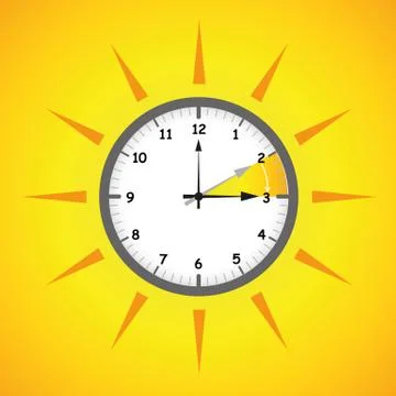 Sun clock summer time daylight saving time Stock Illustration