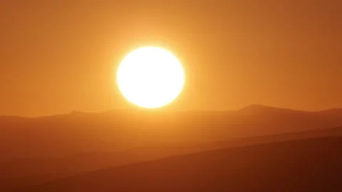 Sun close-up rising at mountain. Stock Footage 273680630