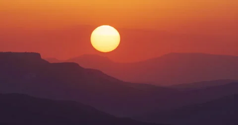 Sun close-up rising at mountain.  Stock Footage 273681000