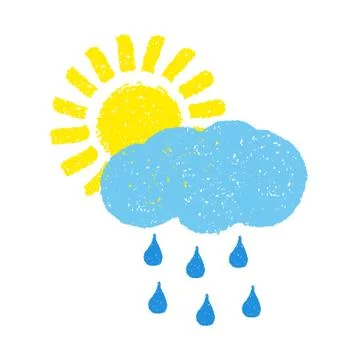 Sun, cloud and rain Stock Illustration
