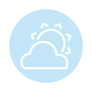 Sun with cloud, block and flat style icon Stock Illustration