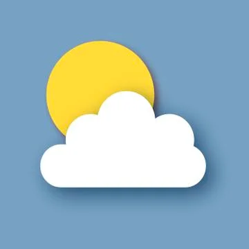 Sun with cloud. Cloudy sky. Paper cut Weather. Stock Illustration
