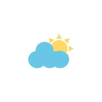 Sun with cloud flat style icon Stock Illustration
