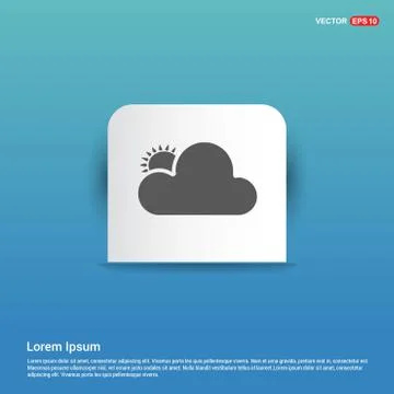 Sun Cloud Icon - Blue Sticker button Stock Illustration