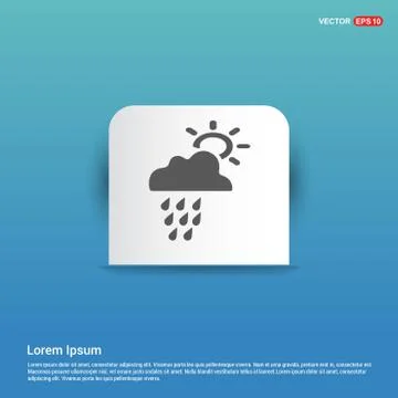 Sun Cloud Icon - Blue Sticker button Stock Illustration