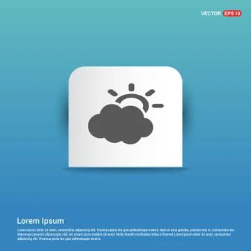 Sun Cloud Icon - Blue Sticker button Stock Illustration