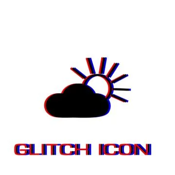 Sun cloud icon flat. Stock Illustration