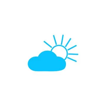 Sun cloud icon flat. Stock Illustration